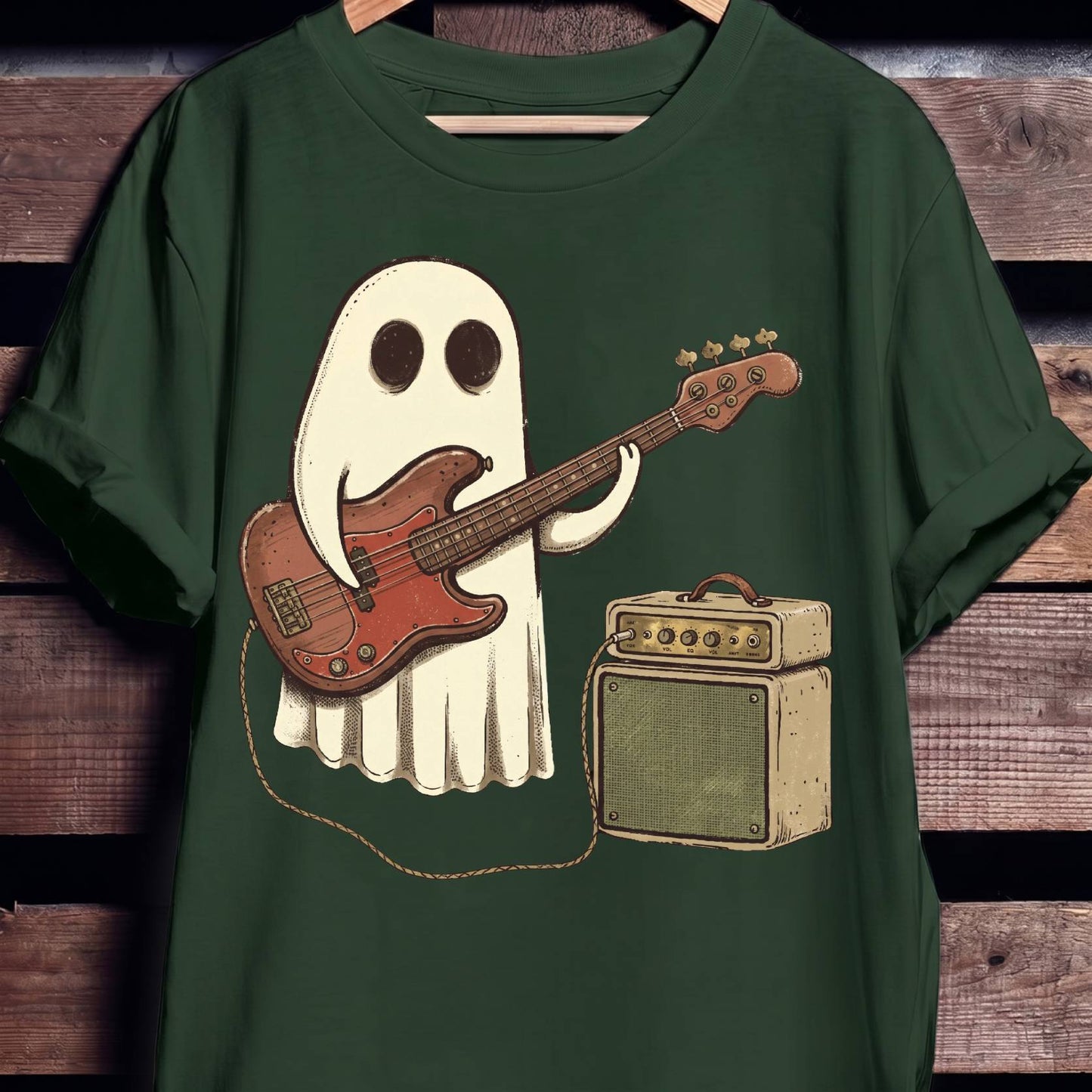 Cute Ghost Bassist Graphic Tee - The Music Frontiers