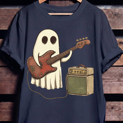 Cute Ghost Bassist Graphic Tee - The Music Frontiers