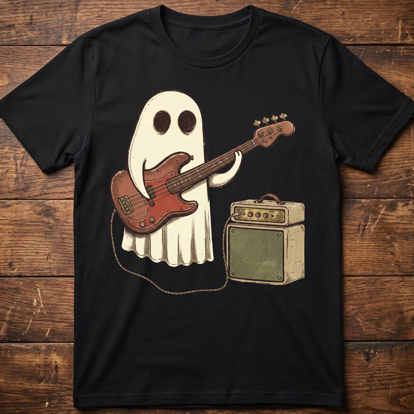Cute Ghost Bassist Graphic Tee - The Music Frontiers