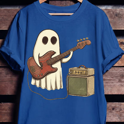 Cute Ghost Bassist Graphic Tee - The Music Frontiers