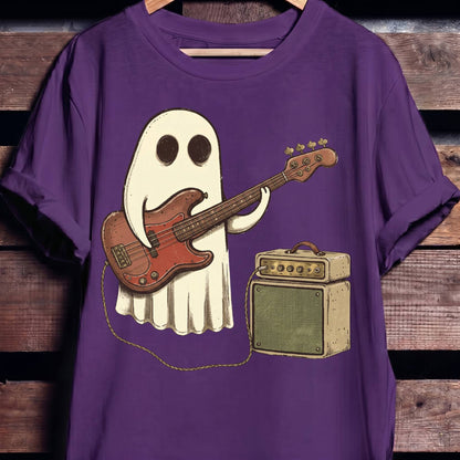 Cute Ghost Bassist Graphic Tee - The Music Frontiers