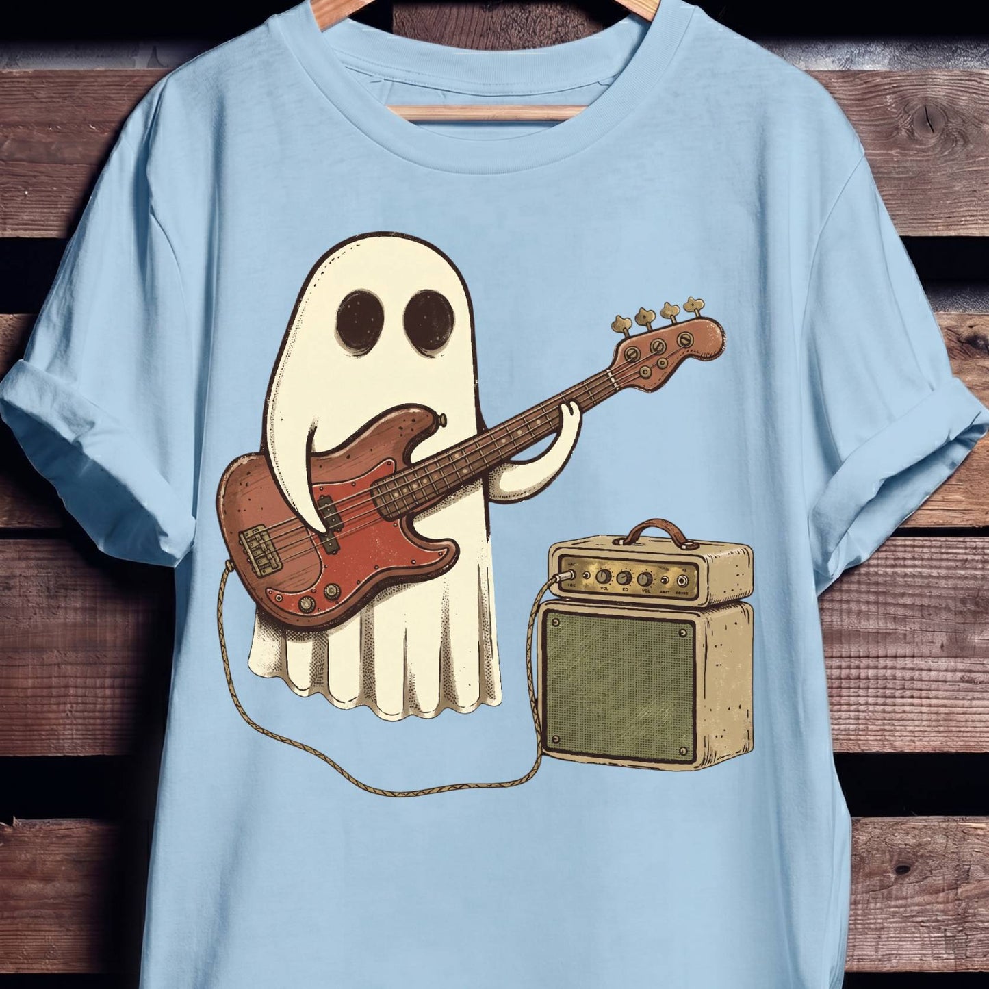 Cute Ghost Bassist Graphic Tee - The Music Frontiers