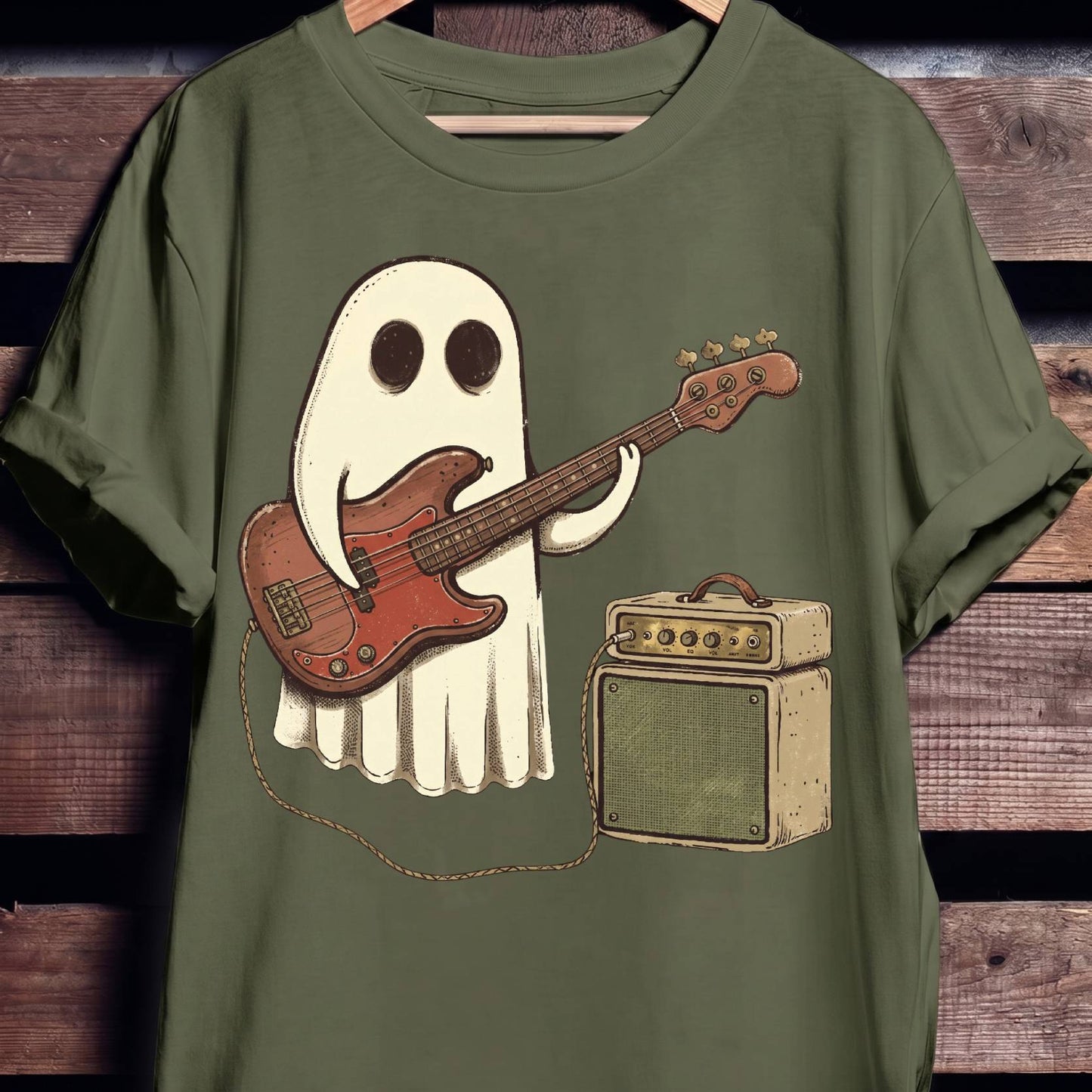 Cute Ghost Bassist Graphic Tee - The Music Frontiers