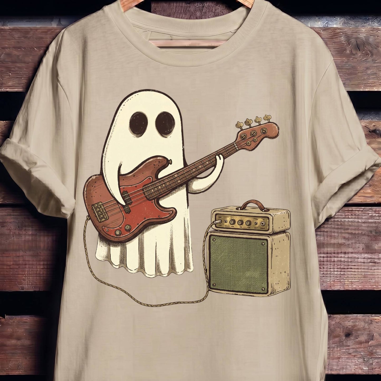 Cute Ghost Bassist Graphic Tee - The Music Frontiers