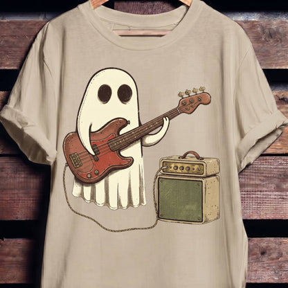 Cute Ghost Bassist Graphic Tee - The Music Frontiers