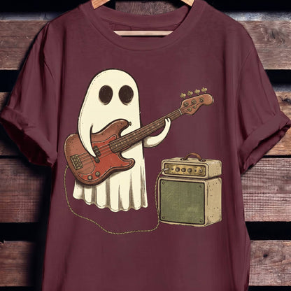 Cute Ghost Bassist Graphic Tee - The Music Frontiers