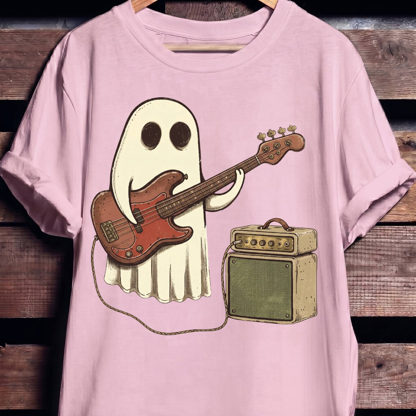 Cute Ghost Bassist Graphic Tee - The Music Frontiers