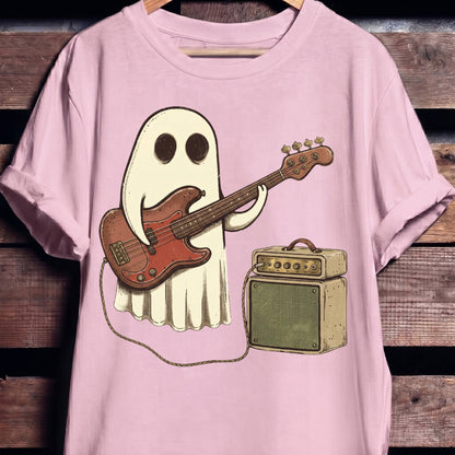 Cute Ghost Bassist Graphic Tee - The Music Frontiers