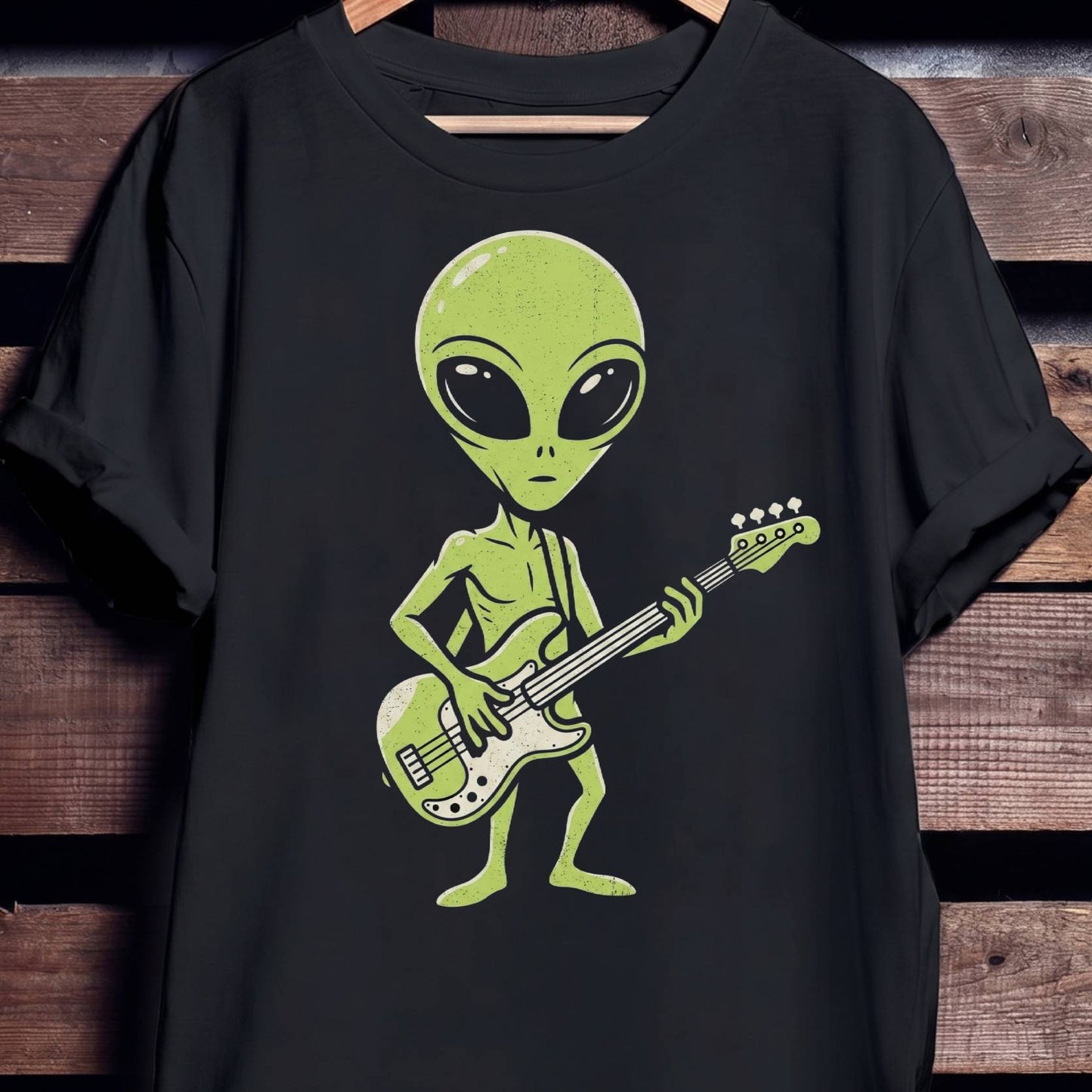 Cute Alien Playing Bass Guitar Tee