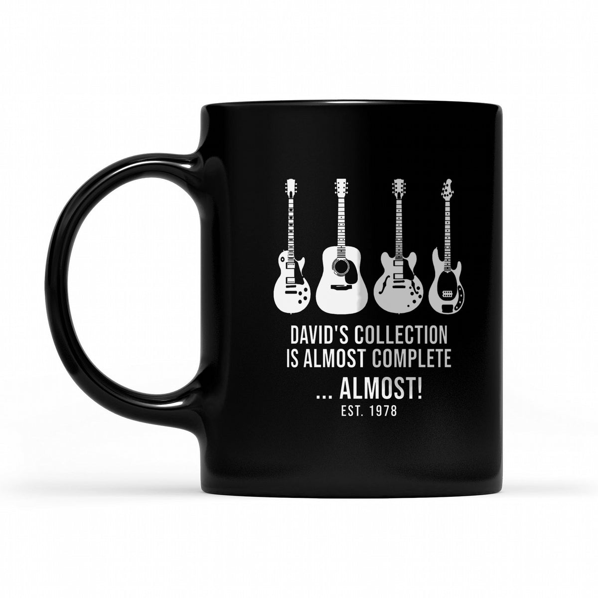 My Collection Is Almost Complete Personalized Guitar Shirt - Matching black mug