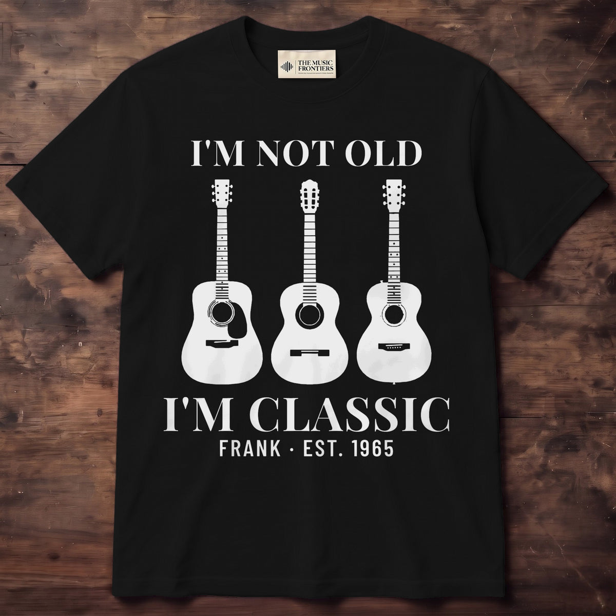 I'm Not Old, I'm Classic Personalized Guitar Shirt with Year - Black Unisex Standard T-Shirt, front