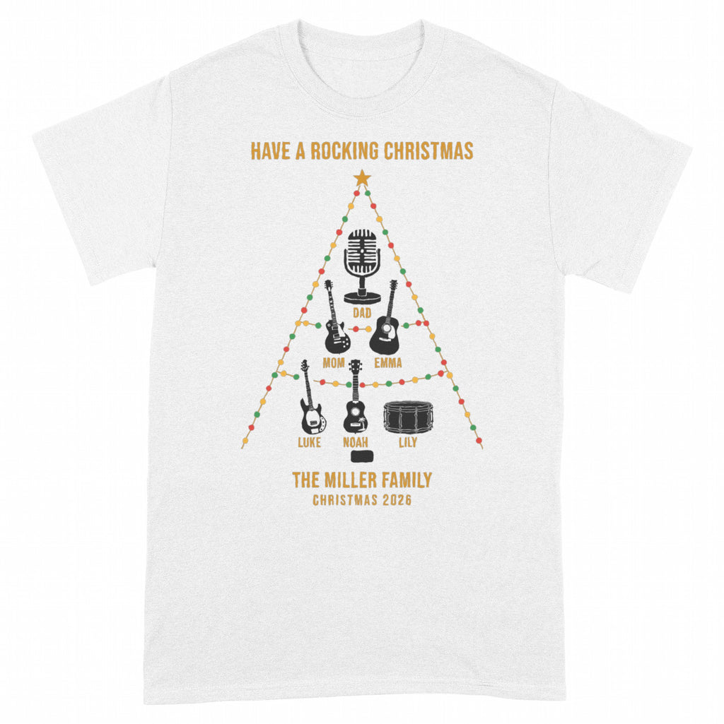 Family Christmas Tree of Instruments Personalized Shirt - White Unisex Standard T-Shirt, front
