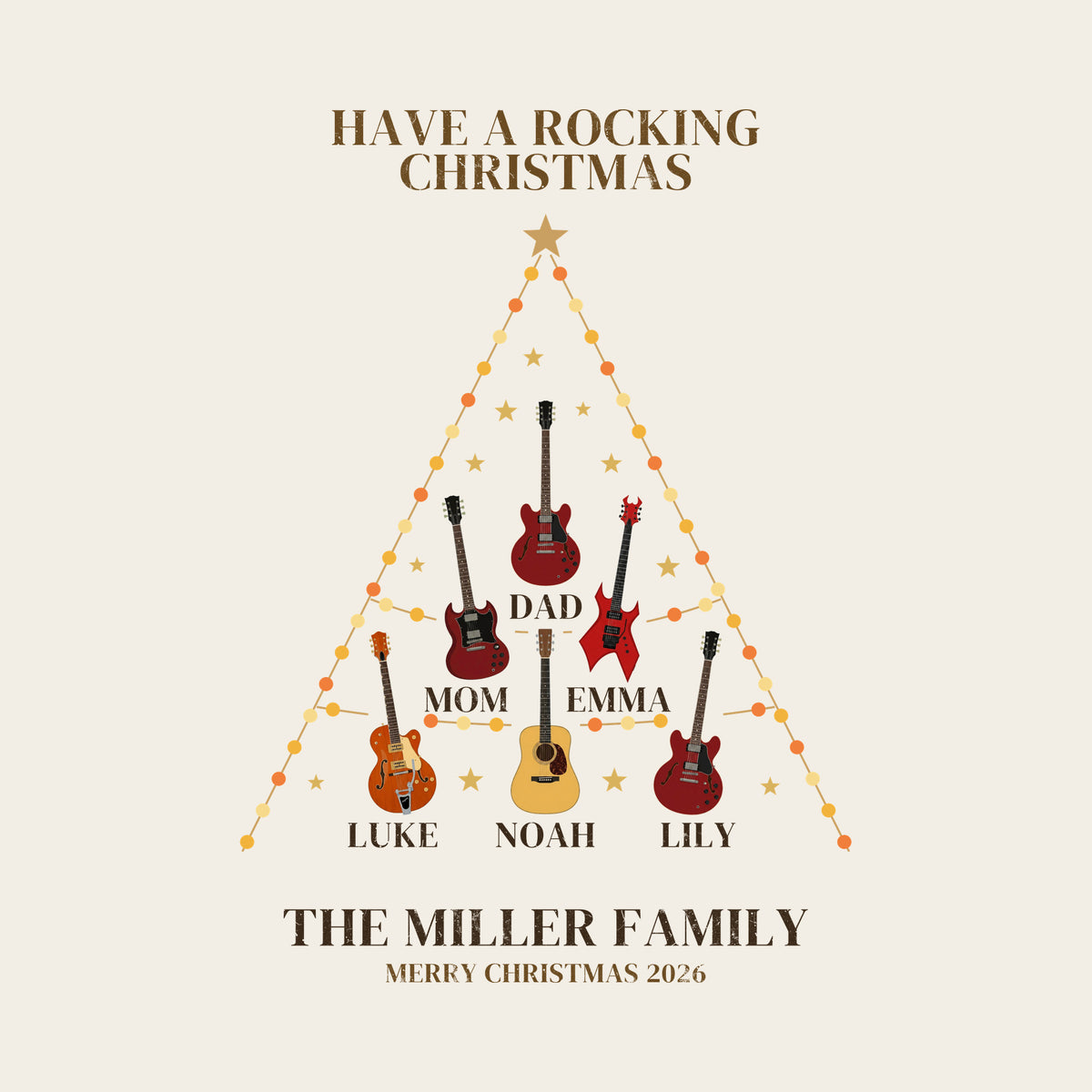 Family Christmas Tree of Instruments design artwork on its own, personalized with your details