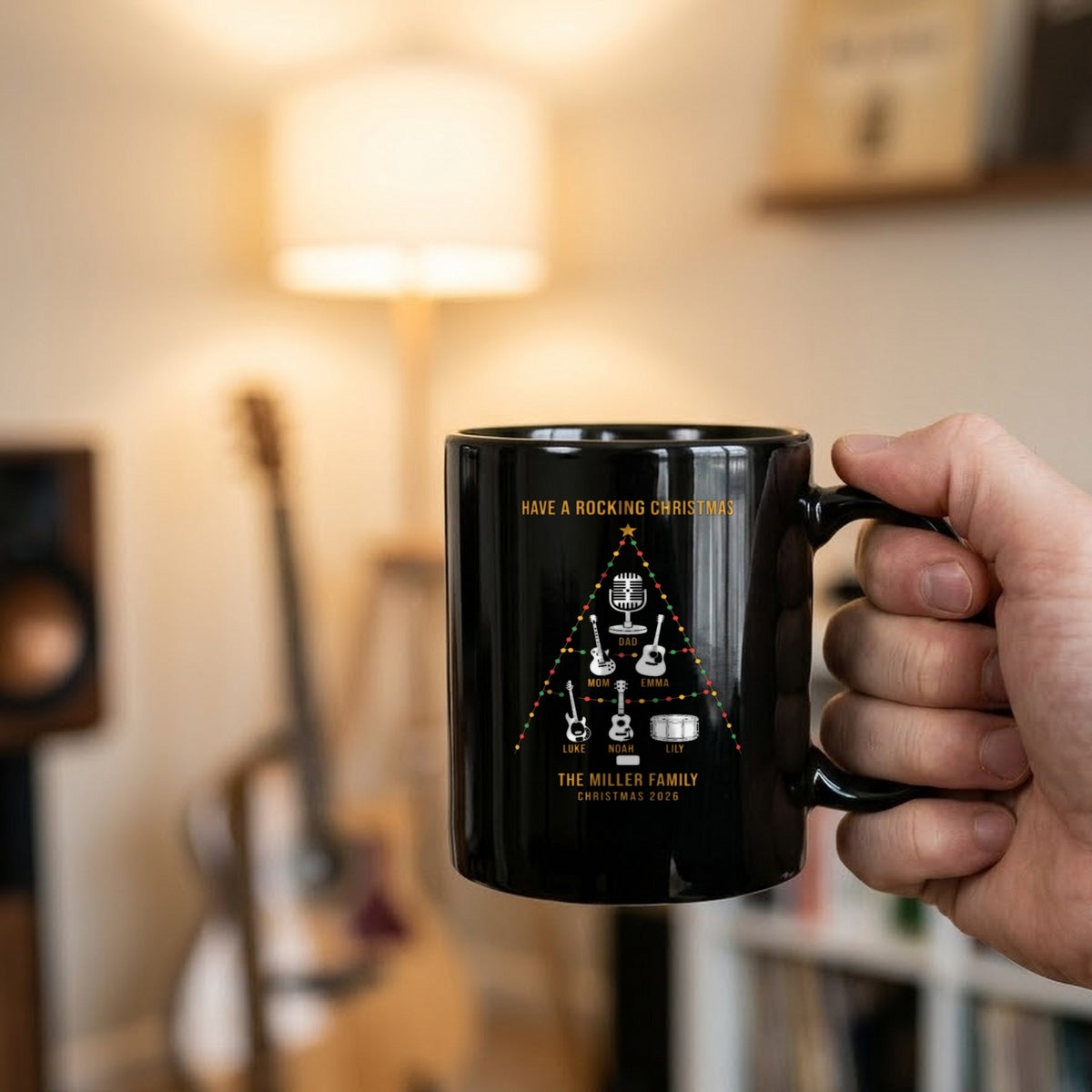 Family Christmas Tree of Instruments Personalized Shirt - matching black mug