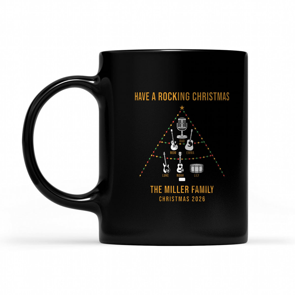 Family Christmas Tree of Instruments Personalized Shirt - Matching black mug