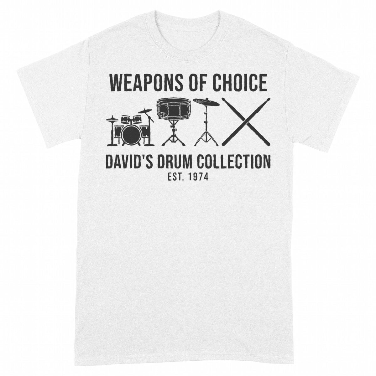 Personalized Drum Collection Shirt, Custom Name Gift for Drummer - White Unisex Standard T-Shirt, front
