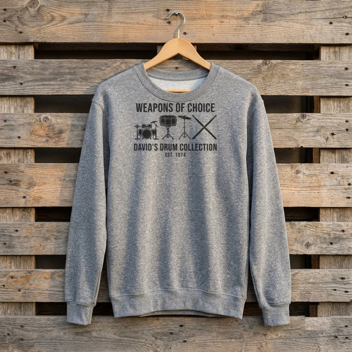 Personalized Drum Collection Shirt, Custom Name Gift for Drummer - Sport Grey sweatshirt