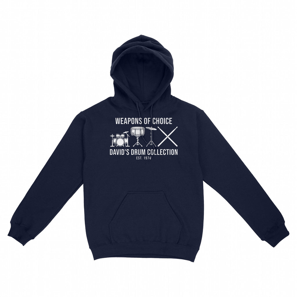 Personalized Drum Collection Shirt, Custom Name Gift for Drummer - Navy hoodie, front