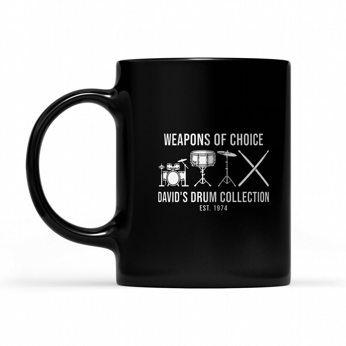 Personalized Drum Collection Shirt, Custom Name Gift for Drummer - Matching black mug