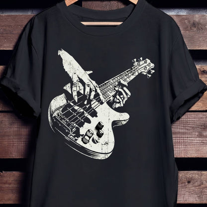 Dark Bassist Skeleton Graphic T-Shirt - Unisex Standard T-Shirt
