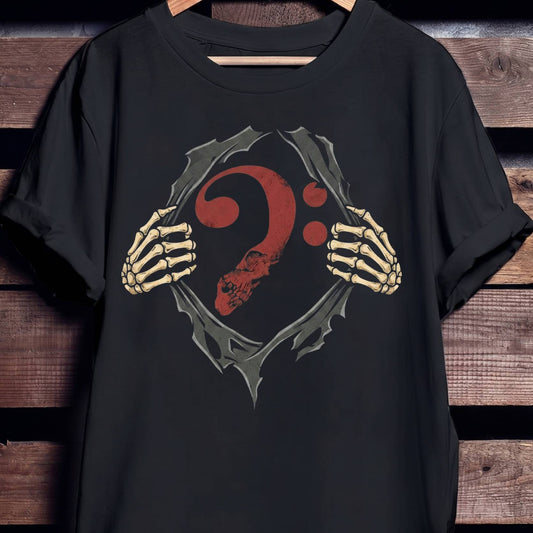 Dark Fantasy Bass Clef Skull Tee - Unisex Standard T-Shirt