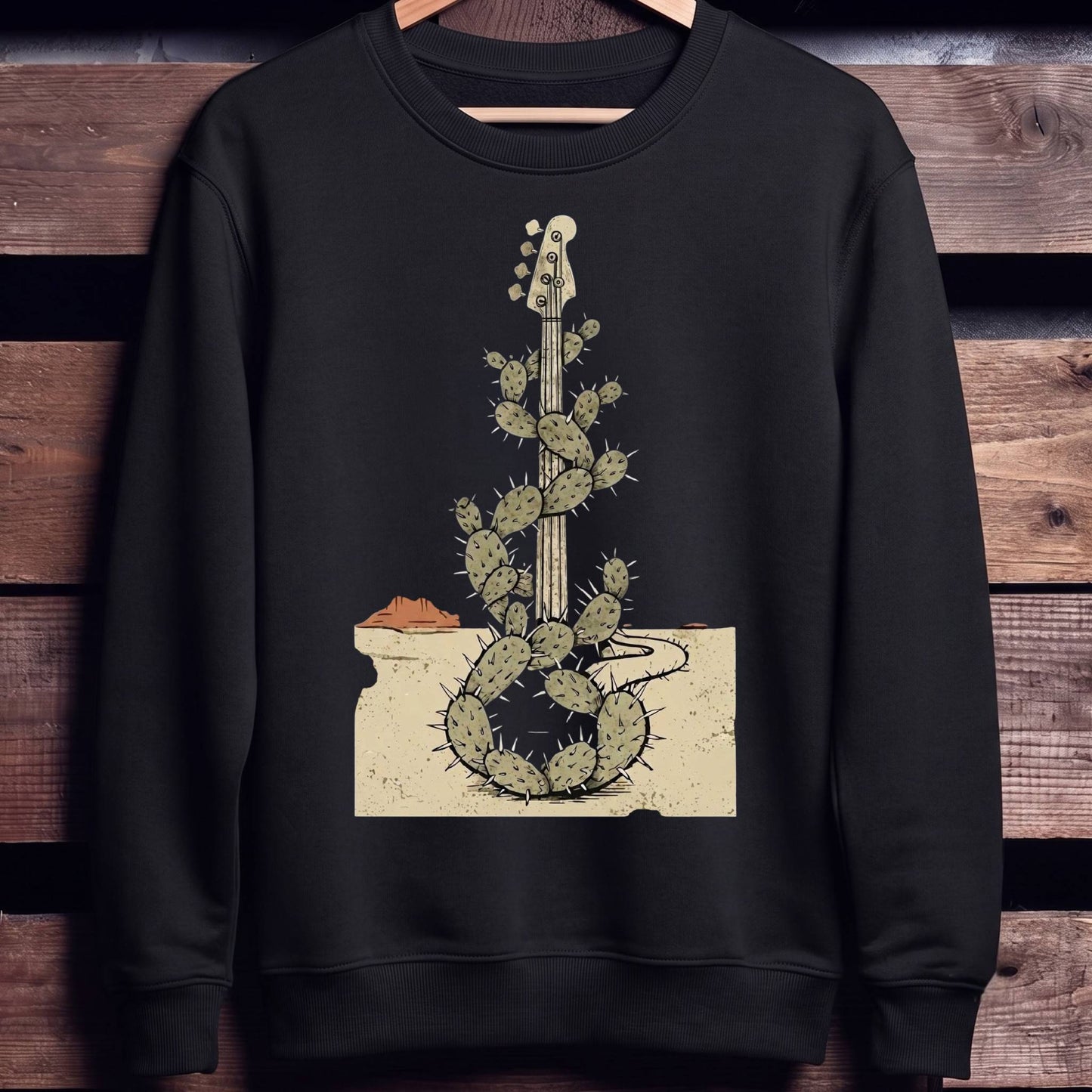 Desert Cactus Bass Guitar Tee - Unisex Standard Crew Neck Sweatshirt