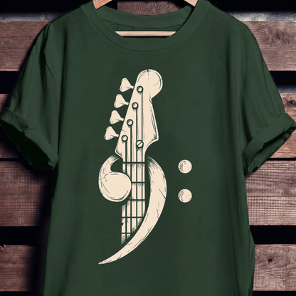 Distressed Bass Clef Headstock Tee - The Music Frontiers