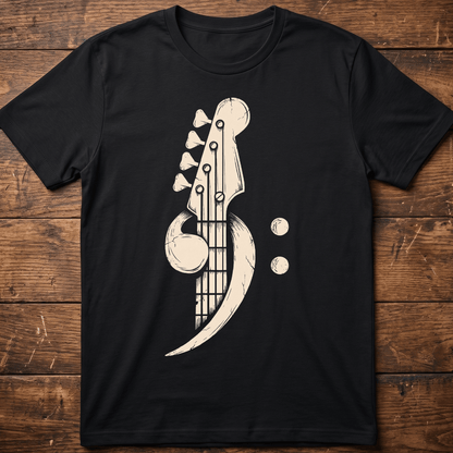 Distressed Bass Clef Headstock Tee - The Music Frontiers
