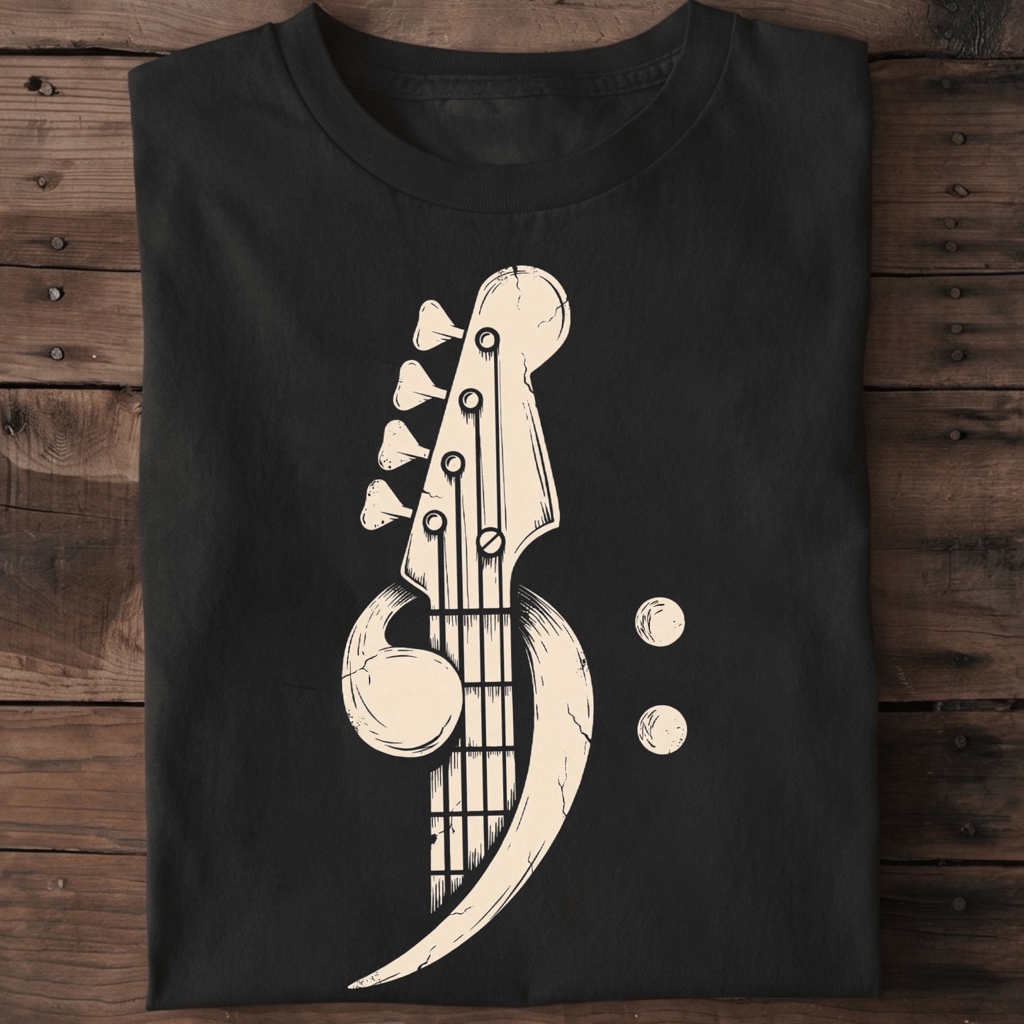 Distressed Bass Clef Headstock Tee - The Music Frontiers