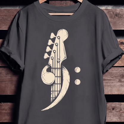 Distressed Bass Clef Headstock Tee - The Music Frontiers