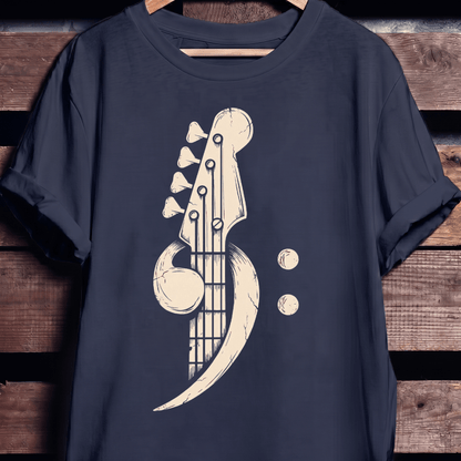 Distressed Bass Clef Headstock Tee - The Music Frontiers