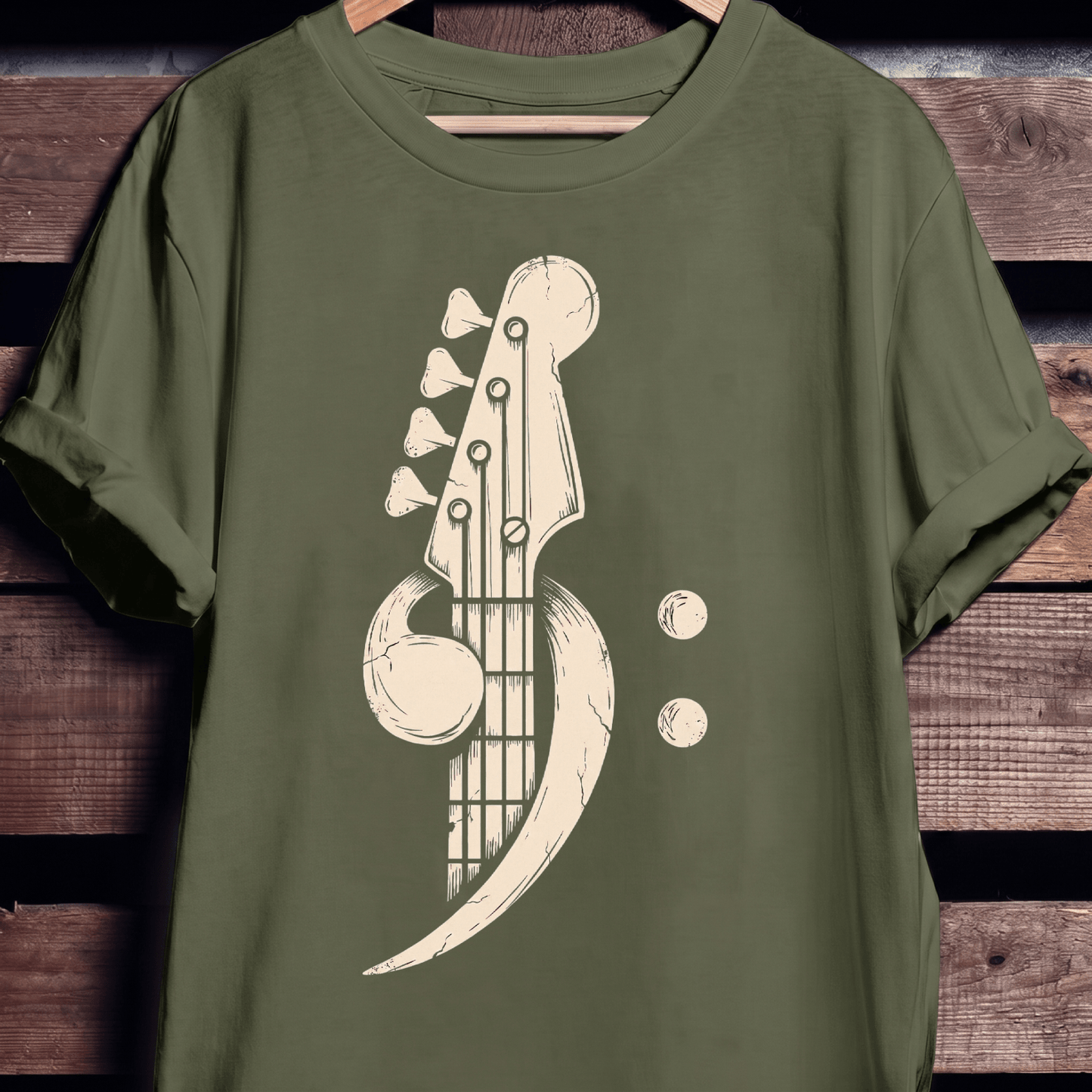 Distressed Bass Clef Headstock Tee - The Music Frontiers