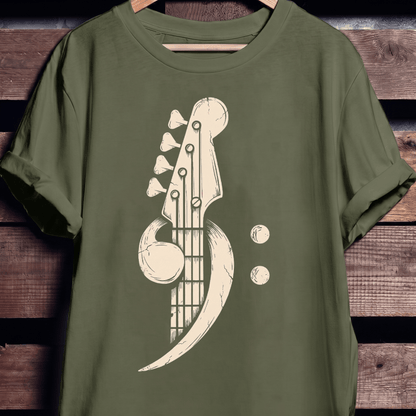 Distressed Bass Clef Headstock Tee - The Music Frontiers