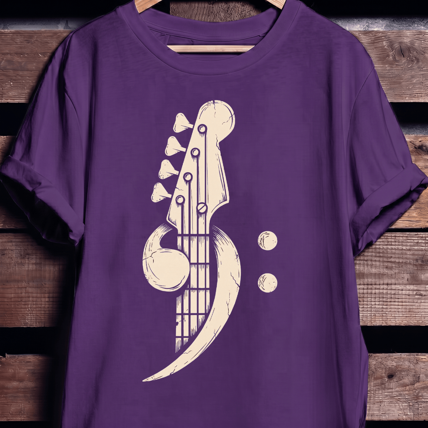 Distressed Bass Clef Headstock Tee - The Music Frontiers
