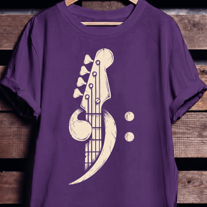 Distressed Bass Clef Headstock Tee - The Music Frontiers