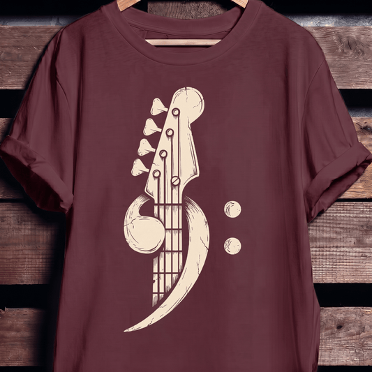 Distressed Bass Clef Headstock Tee - The Music Frontiers
