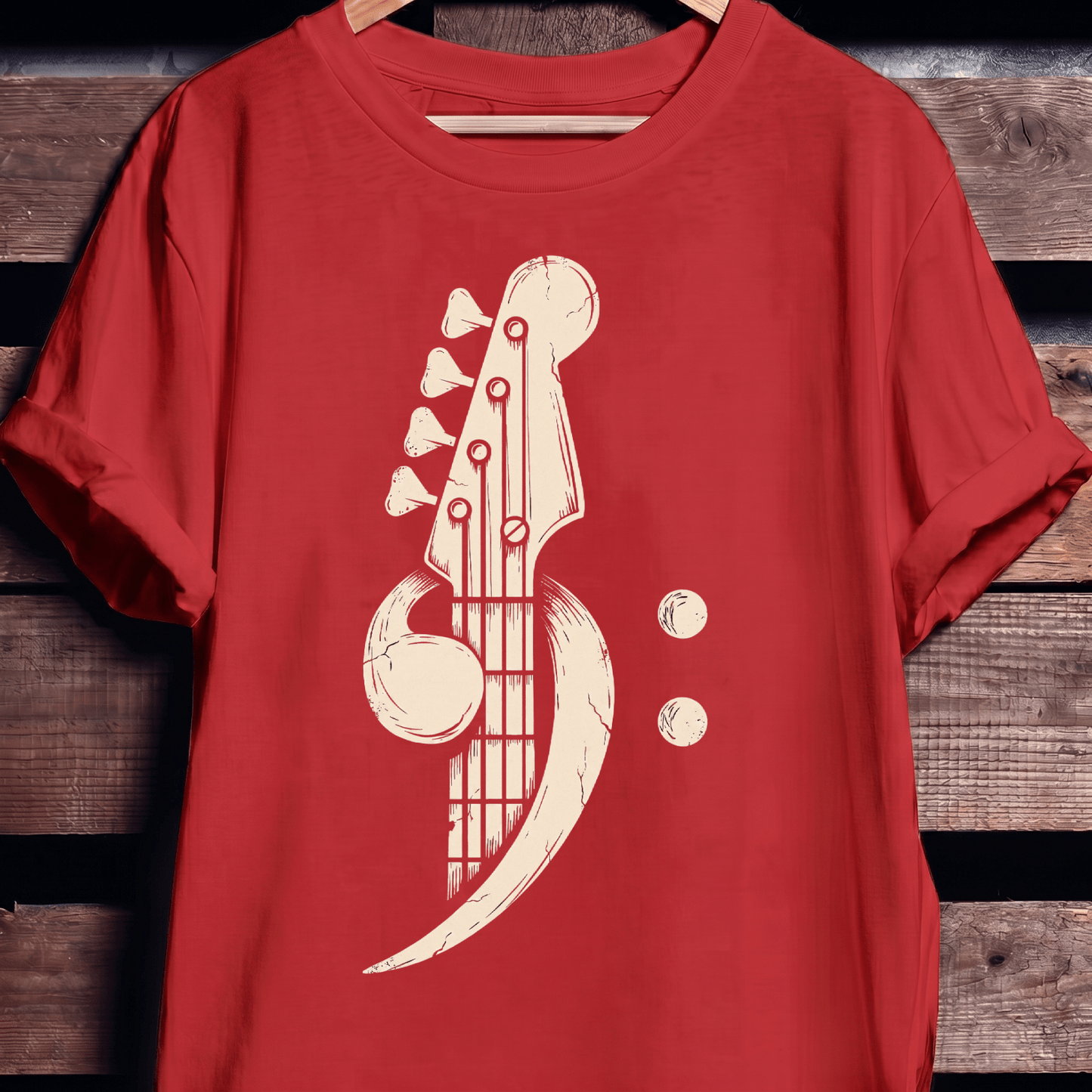Distressed Bass Clef Headstock Tee - The Music Frontiers