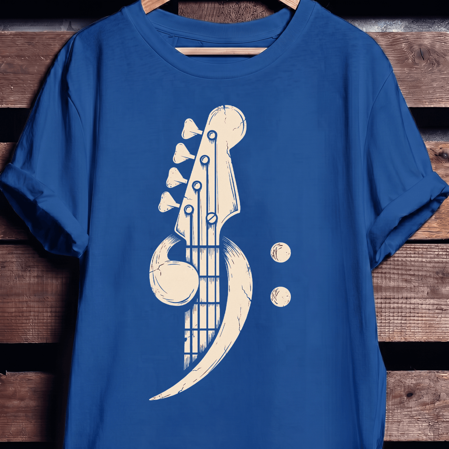 Distressed Bass Clef Headstock Tee - The Music Frontiers