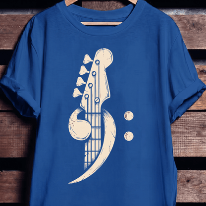 Distressed Bass Clef Headstock Tee - The Music Frontiers