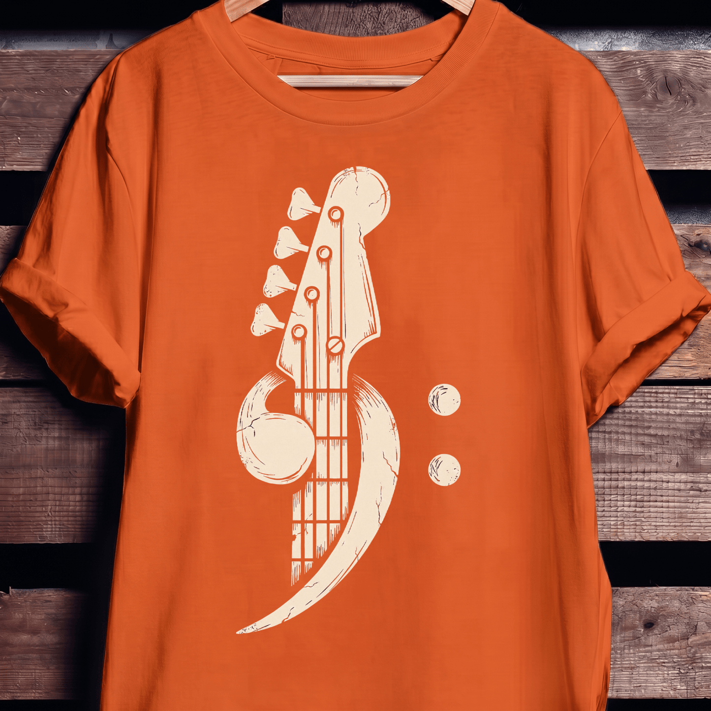 Distressed Bass Clef Headstock Tee - The Music Frontiers