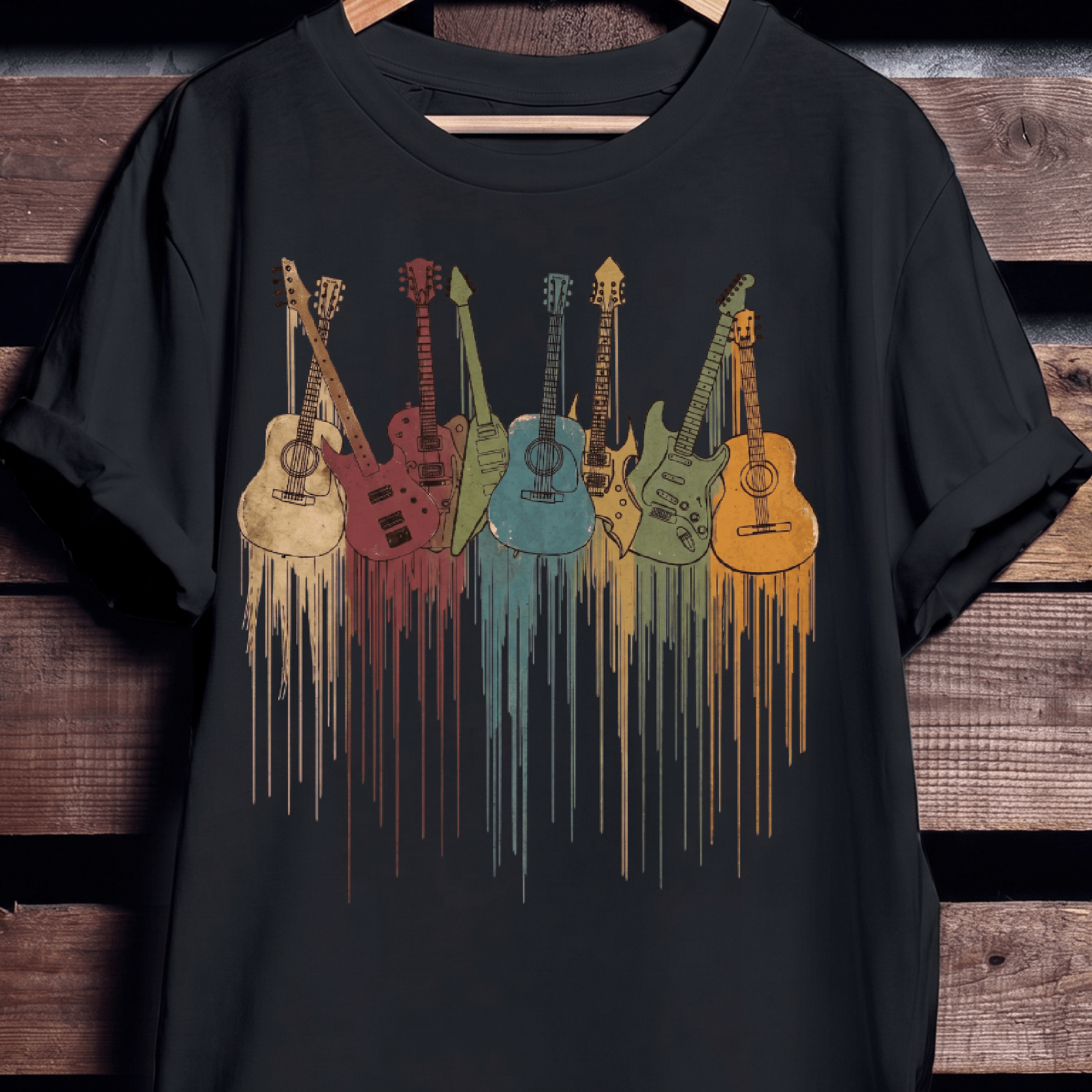 Dripping Paint Guitar Collection Tee - The Music Frontiers