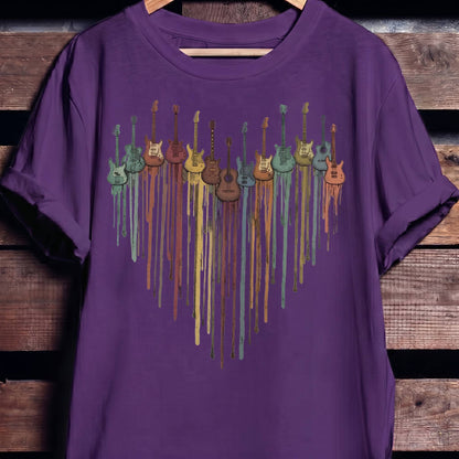 Dripping Paint Guitar Heart Tee - The Music Frontiers