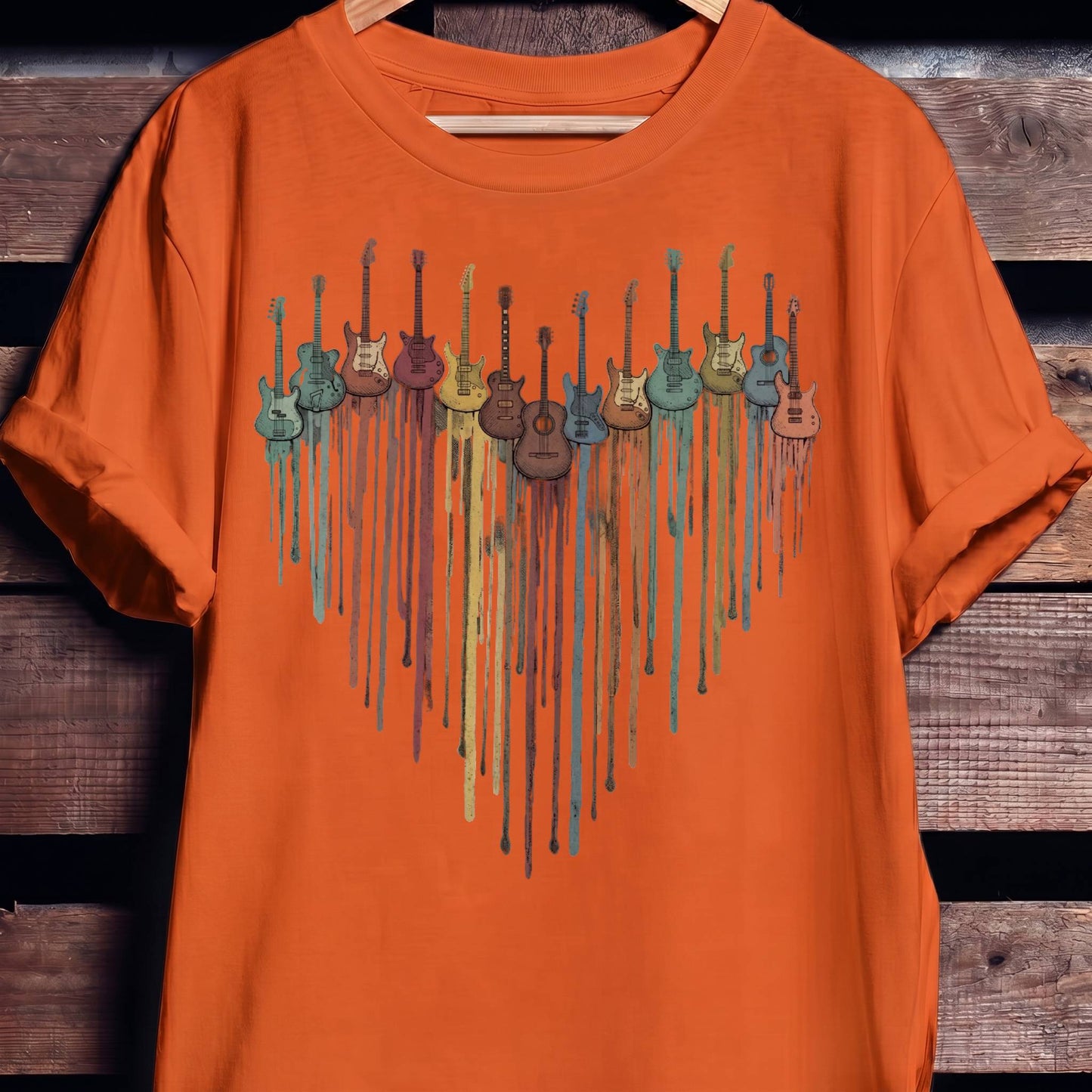 Dripping Paint Guitar Heart Tee - The Music Frontiers