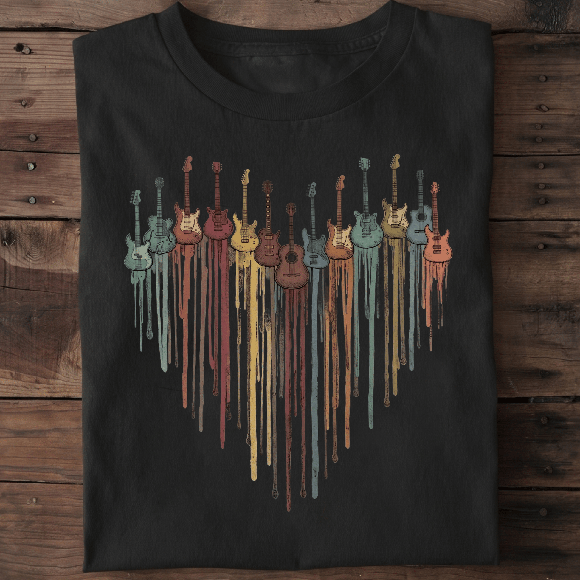 Dripping Paint Guitar Heart Tee - The Music Frontiers