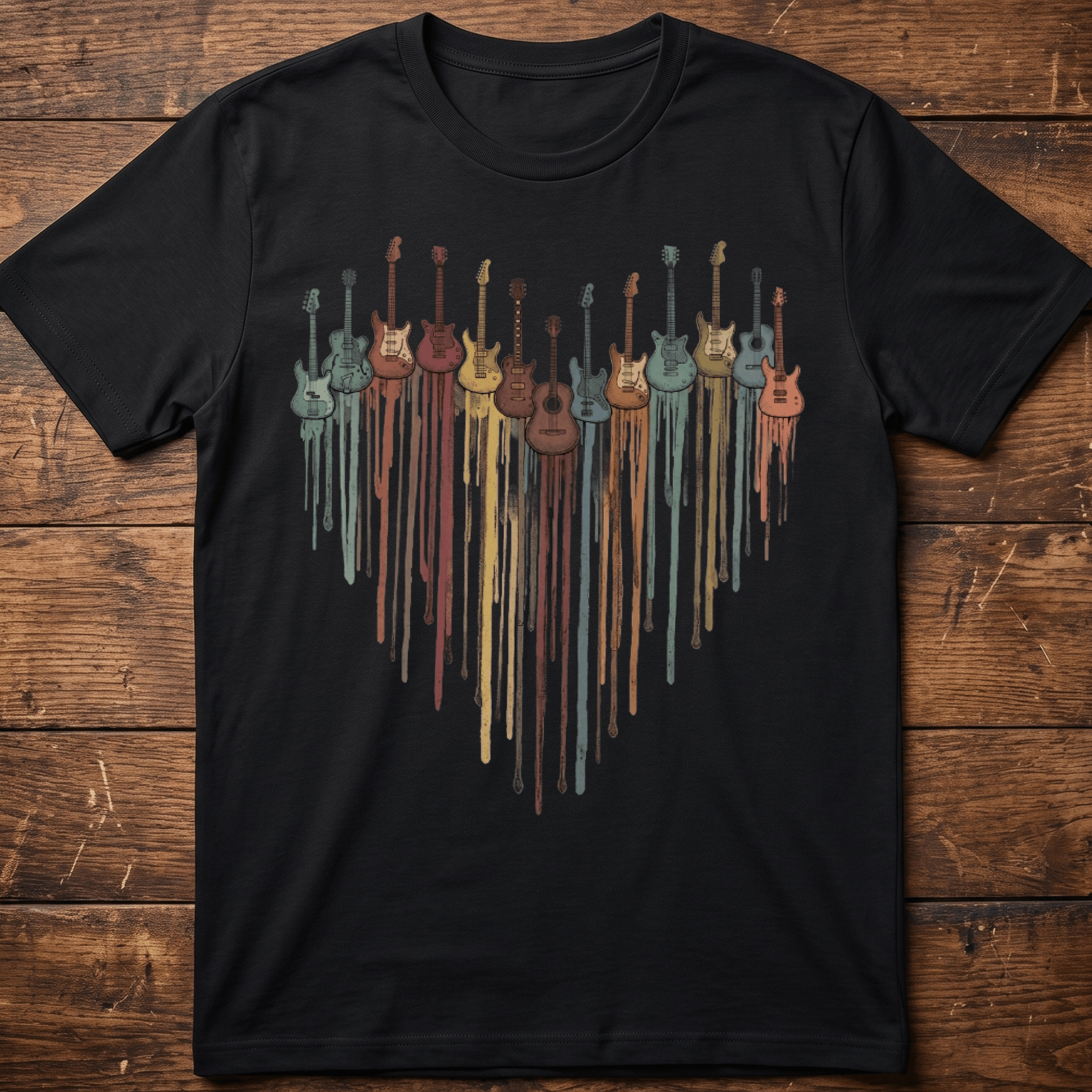Dripping Paint Guitar Heart Tee - The Music Frontiers