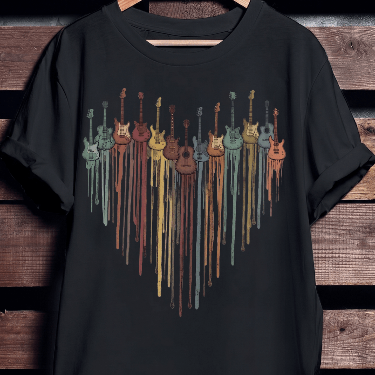 Dripping Paint Guitar Heart Tee - The Music Frontiers