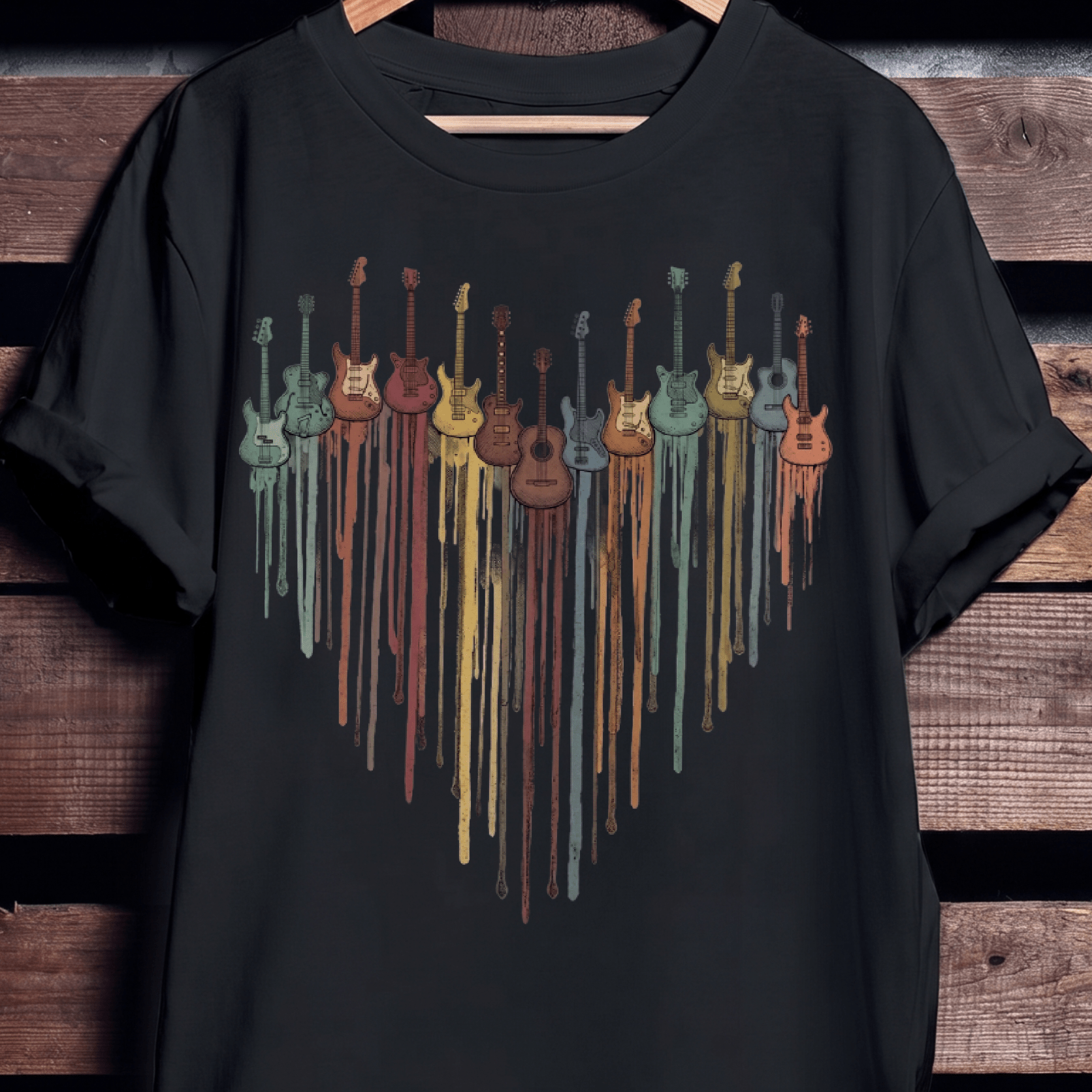 Dripping Paint Guitar Heart Tee - The Music Frontiers