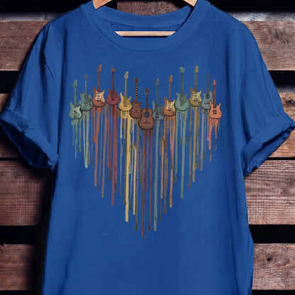 Dripping Paint Guitar Heart Tee - The Music Frontiers