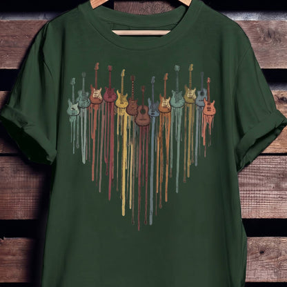 Dripping Paint Guitar Heart Tee - The Music Frontiers
