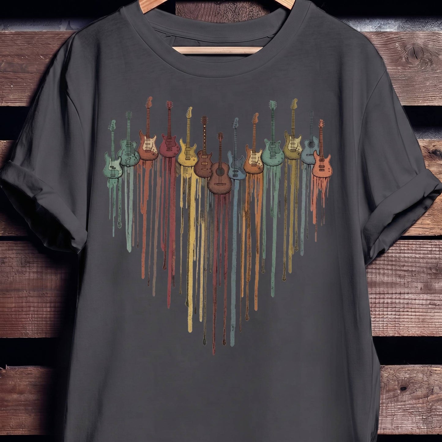 Dripping Paint Guitar Heart Tee - The Music Frontiers